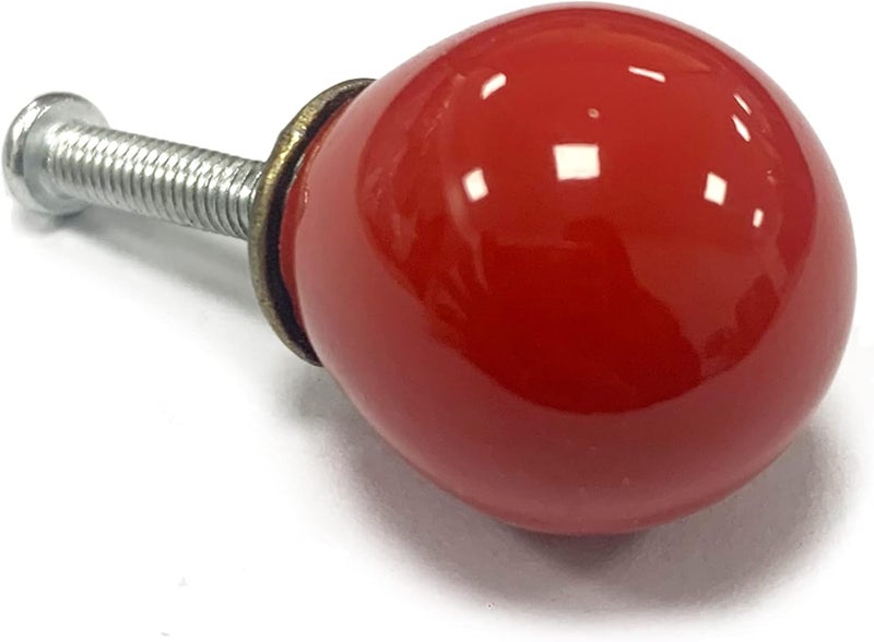FarBoat 10Pcs Mini Circular Knob Pulls Decorative Ball Knobs Red Ball Door Pulls for Furniture Drawer Cupboard Box with Screws (Red, 0.9inch) - Image 4